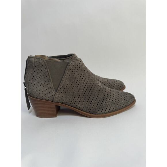 HS Trask Tisha Bootie Lattice Gray‎ Suede Zip Heel Elastic Gore Women's Size 8.5 - Picture 2 of 9